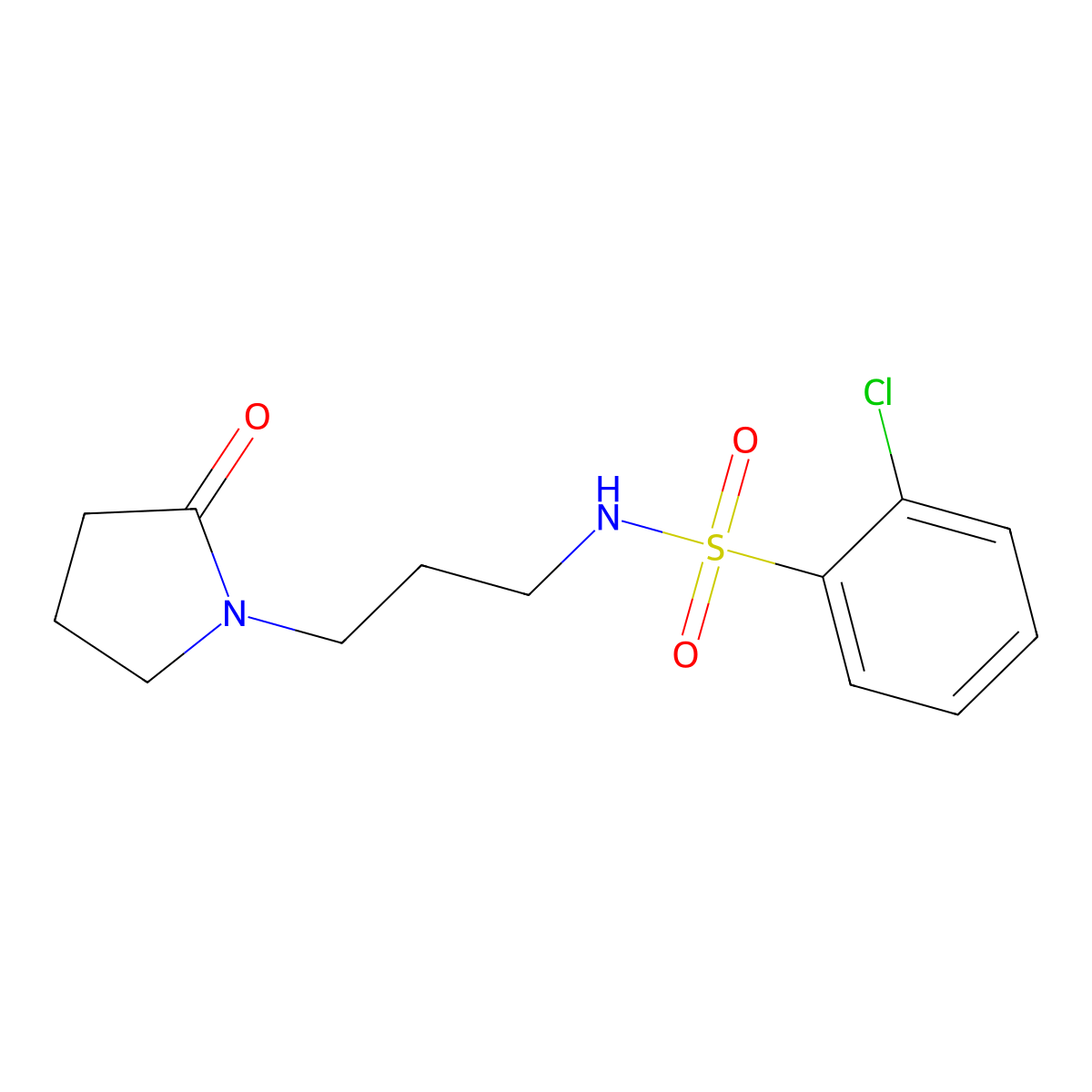 2-Chloro-N-(3-(2-oxopyrrolidin-1-yl)propyl)benzenesulfonamide molecular structure, CAS 321713-63-7