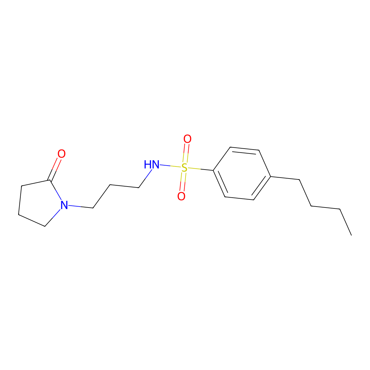 4-butyl-N-[3-(2-oxopyrrolidin-1-yl)propyl]benzenesulfonamide molecular structure, CAS 321713-74-0
