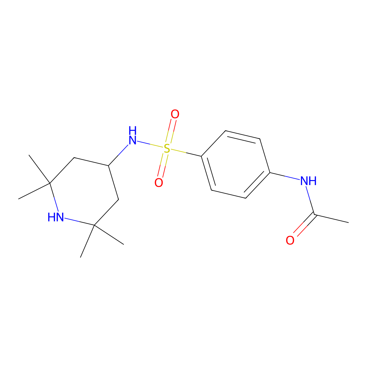 N-(4-(N-(2,2,6,6-tetramethylpiperidin-4-yl)sulfamoyl)phenyl)acetamide molecular structure, CAS 321713-85-3