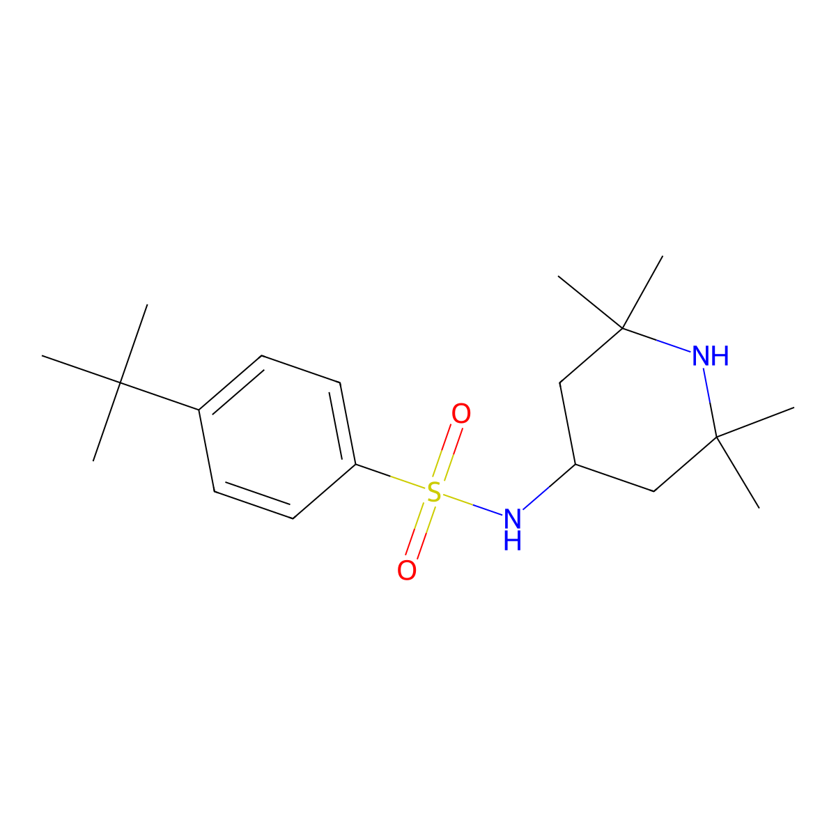 4-tert-Butyl-N-(2,2,6,6-tetramethyl-piperidin-4-yl)-benzenesulfonamide molecular structure, CAS 321713-87-5
