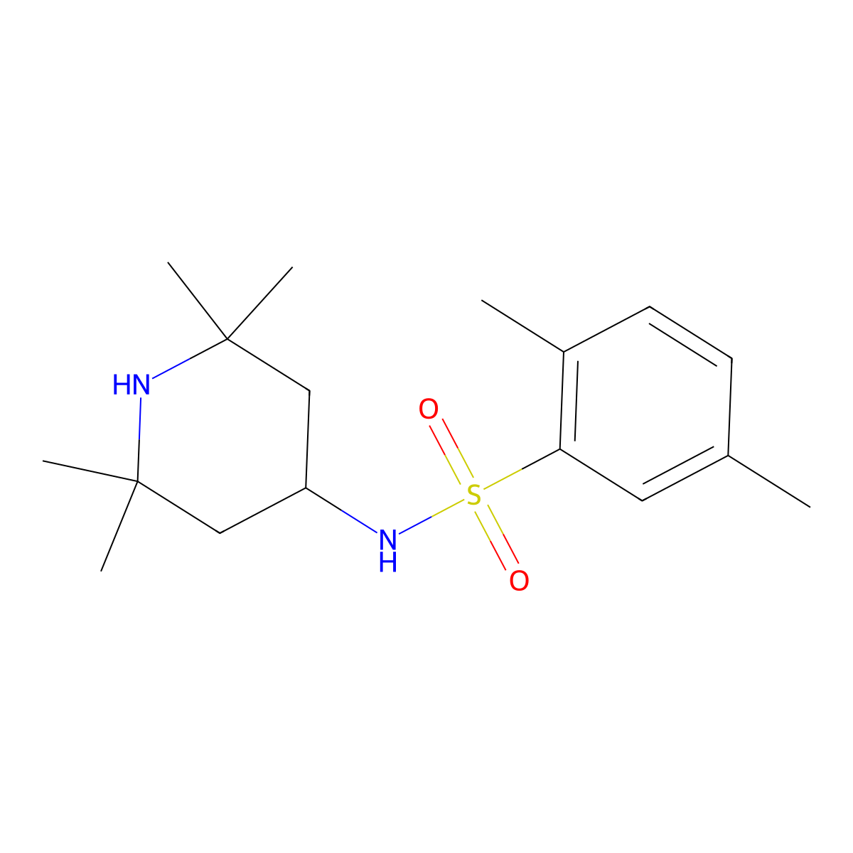 2,5-dimethyl-N-(2,2,6,6-tetramethylpiperidin-4-yl)benzene-1-sulfonamide molecular structure, CAS 321713-90-0
