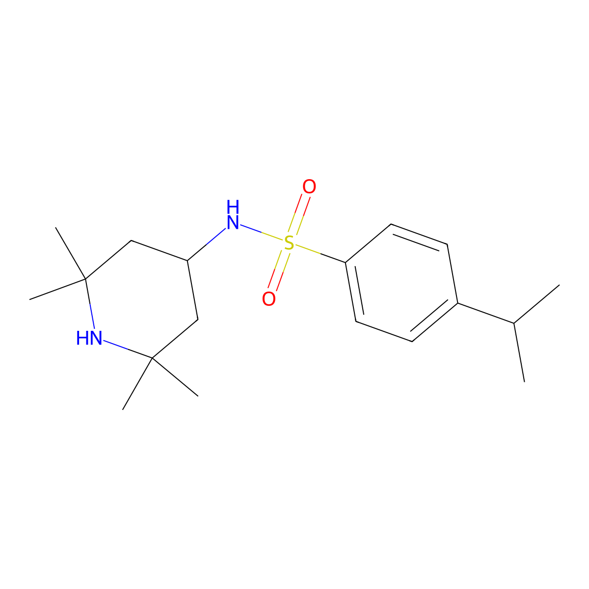 4-(propan-2-yl)-N-(2,2,6,6-tetramethylpiperidin-4-yl)benzenesulfonamide molecular structure, CAS 321713-95-5