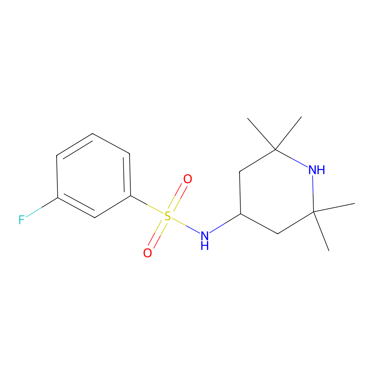 3-fluoro-N-(2,2,6,6-tetramethylpiperidin-4-yl)benzenesulfonamide molecular structure, CAS 321713-96-6