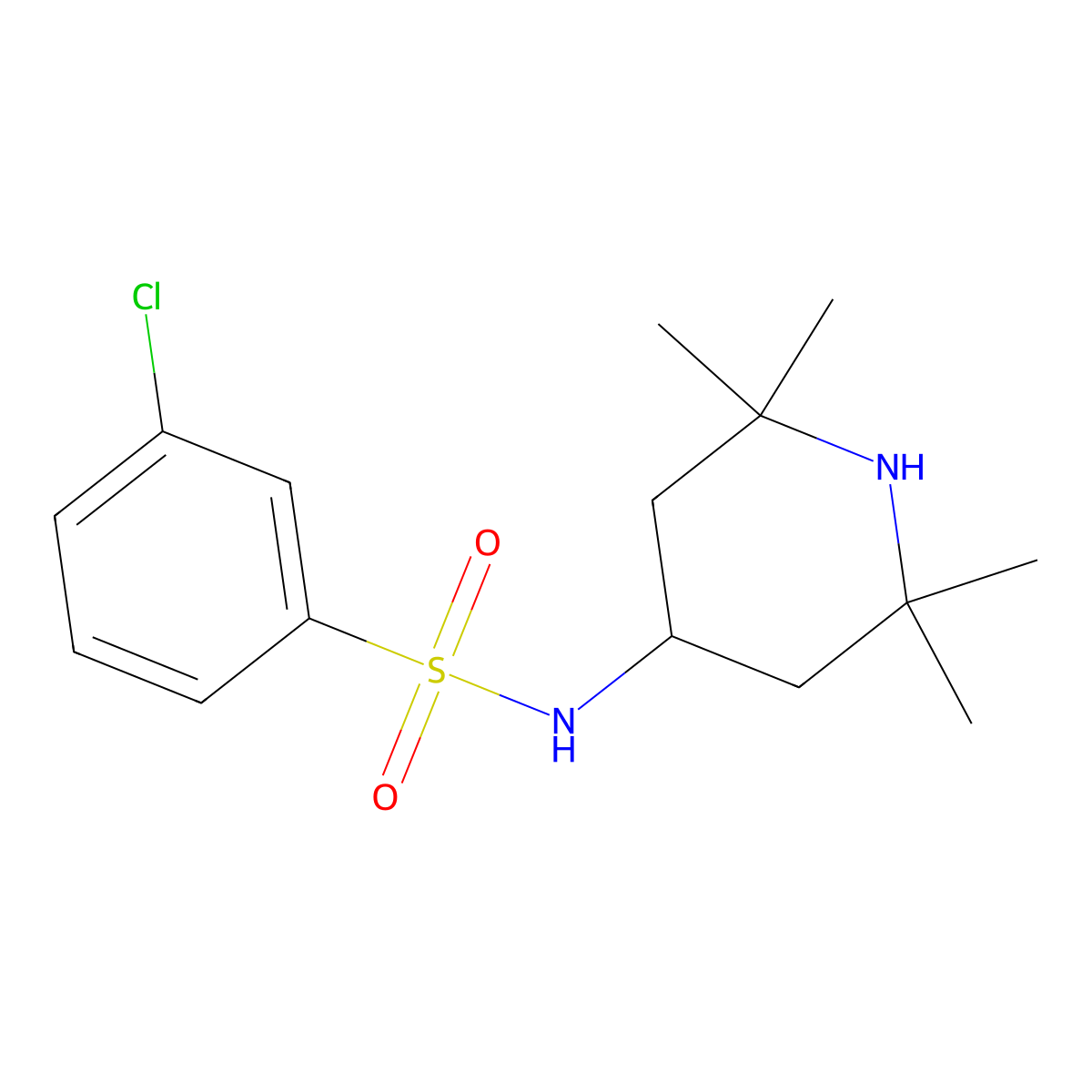 3-chloro-N-(2,2,6,6-tetramethylpiperidin-4-yl)benzenesulfonamide molecular structure, CAS 321714-00-5