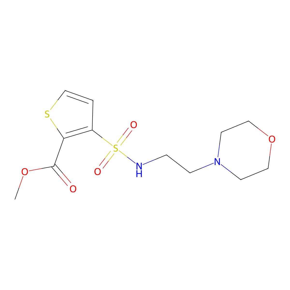 Methyl 3-{[(2-morpholinoethyl)amino]sulfonyl}-2-thiophenecarboxylate molecular structure, CAS 321714-36-7