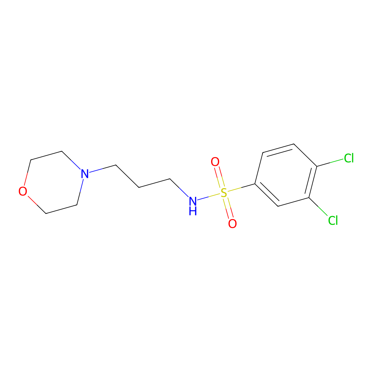 3,4-dichloro-N-(3-morpholinopropyl)benzenesulfonamide molecular structure, CAS 321714-55-0