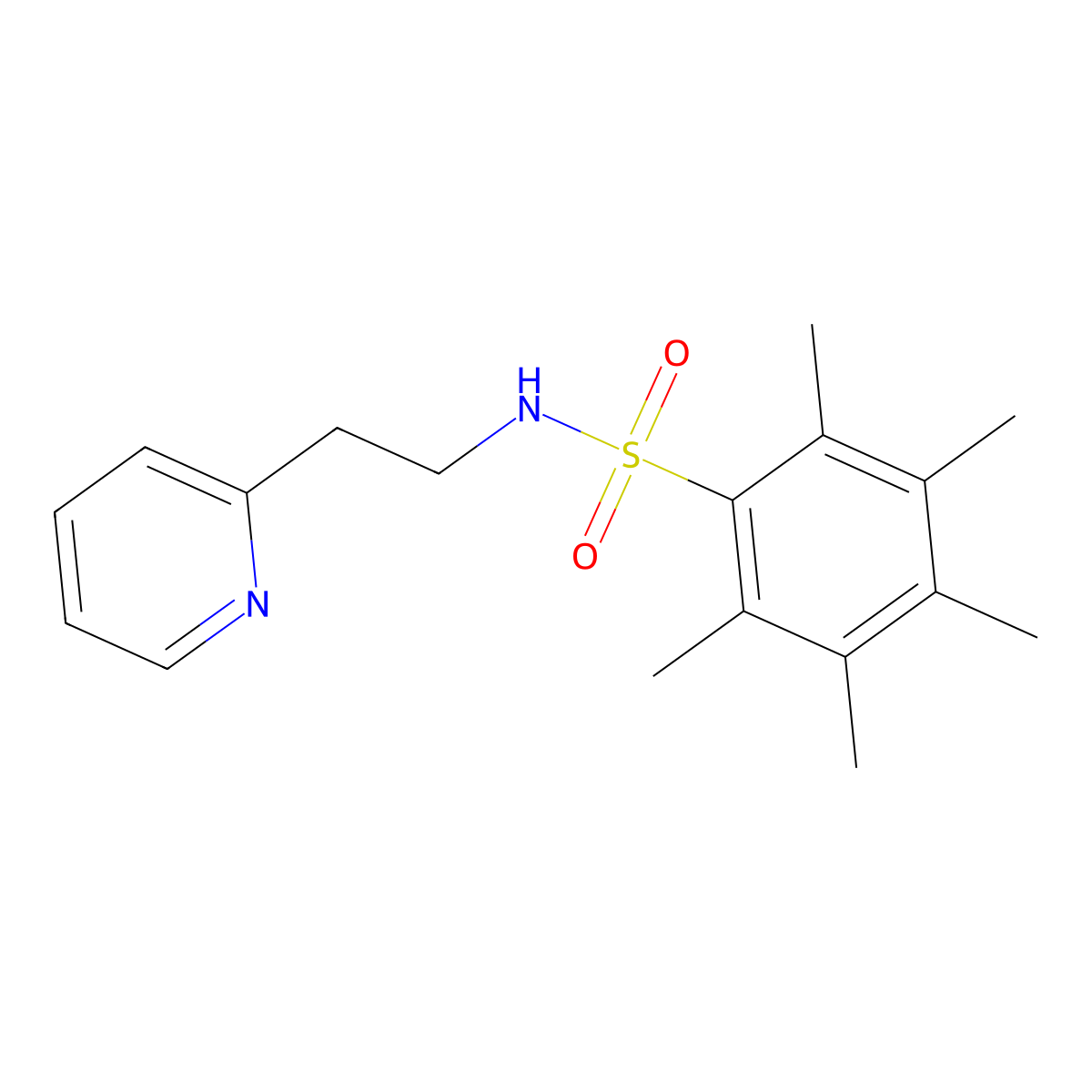 2,3,4,5,6-pentamethyl-N-(2-pyridin-2-ylethyl)benzenesulfonamide molecular structure, CAS 321714-86-7