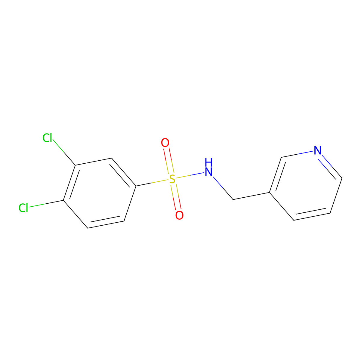 3,4-dichloro-N-(pyridin-3-ylmethyl)benzenesulfonamide molecular structure, CAS 321715-18-8