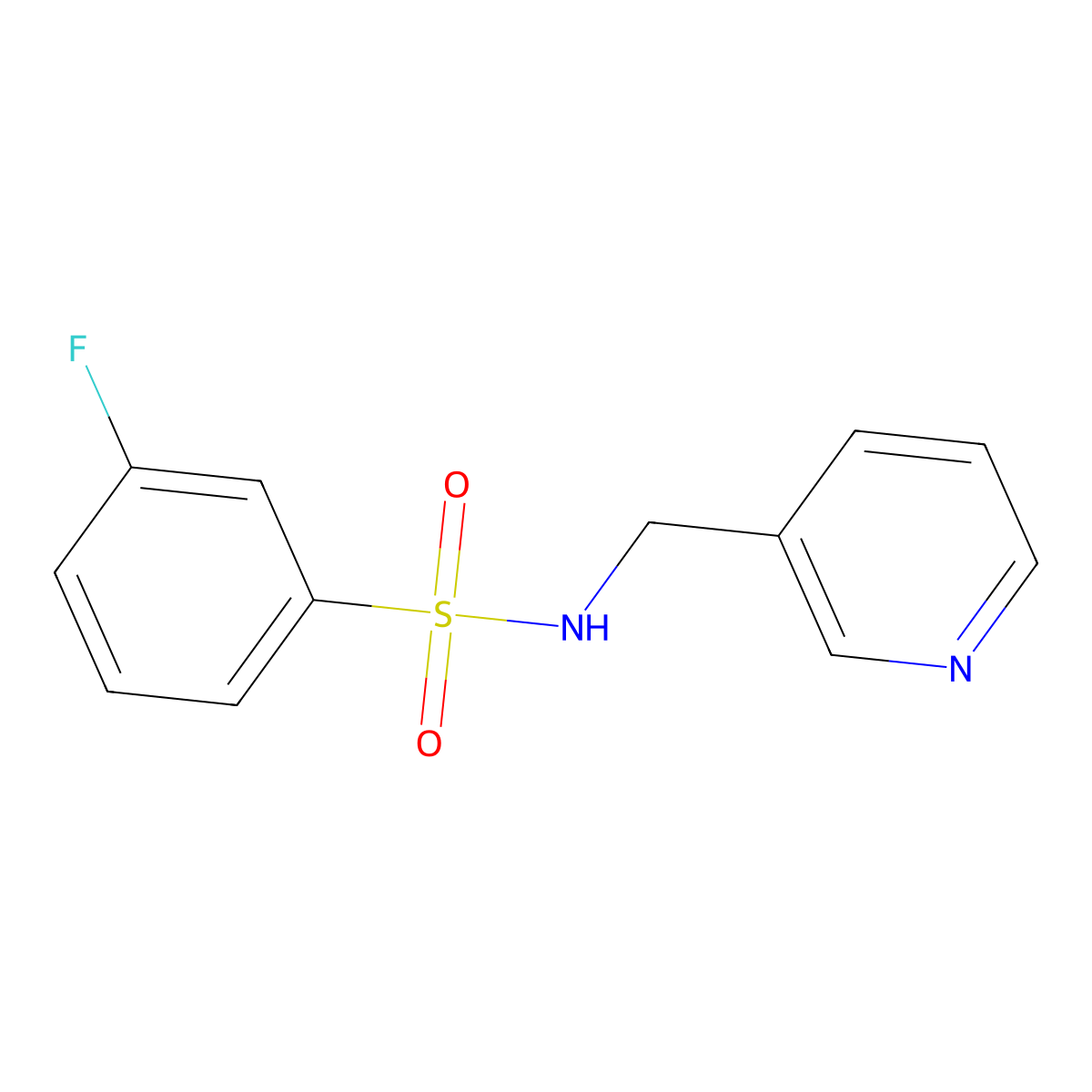 3-fluoro-N-[(pyridin-3-yl)methyl]benzene-1-sulfonamide molecular structure, CAS 321715-28-0