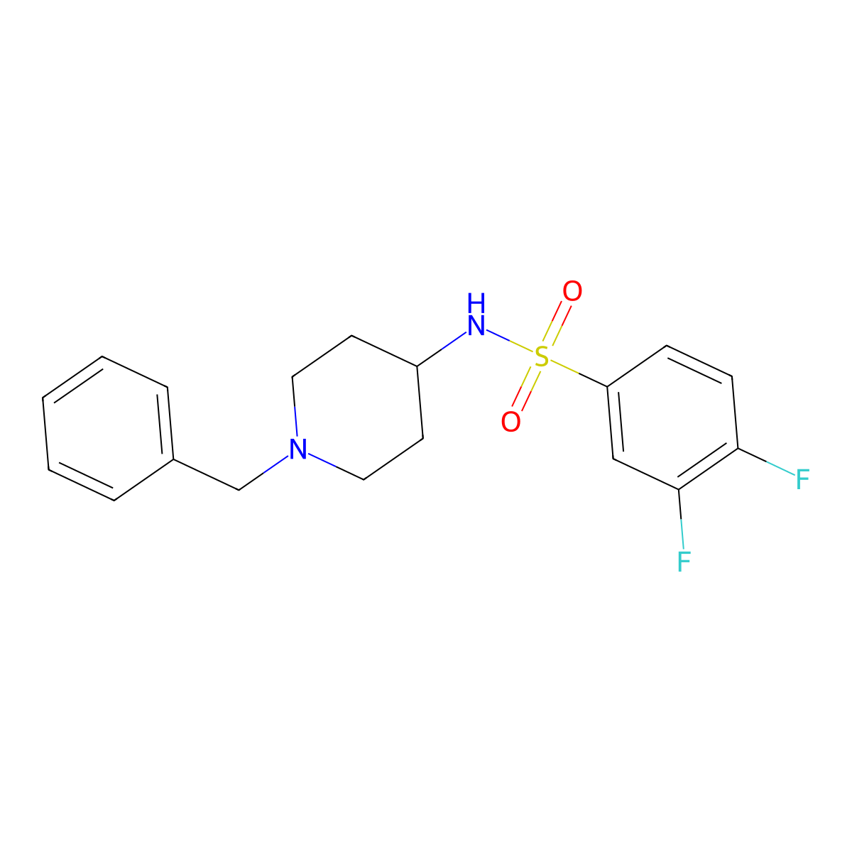 N-(1-benzylpiperidin-4-yl)-3,4-difluorobenzene-1-sulfonamide molecular structure, CAS 321715-73-5