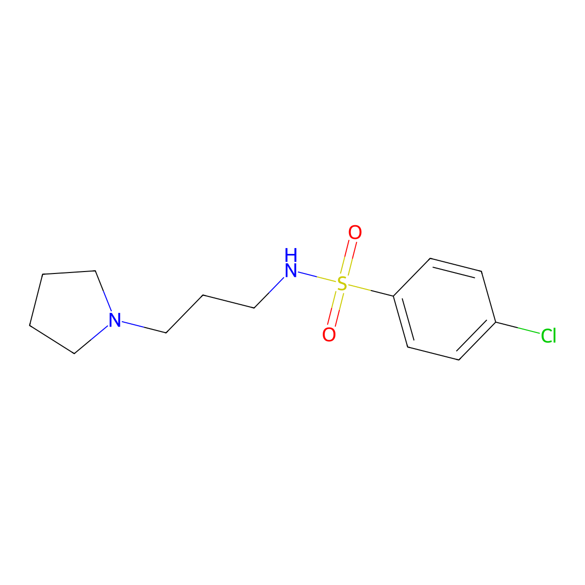 4-Chloro-N-(3-(pyrrolidin-1-yl)propyl)benzenesulfonamide molecular structure, CAS 321718-12-1