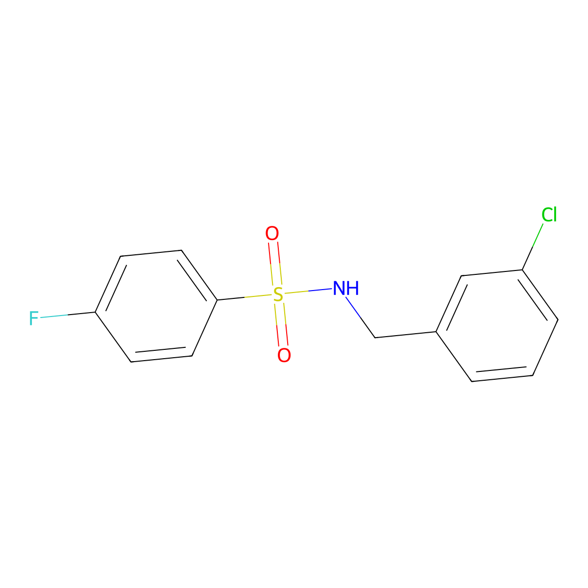 N-[(3-chlorophenyl)methyl]-4-fluorobenzenesulfonamide molecular structure, CAS 321719-77-1