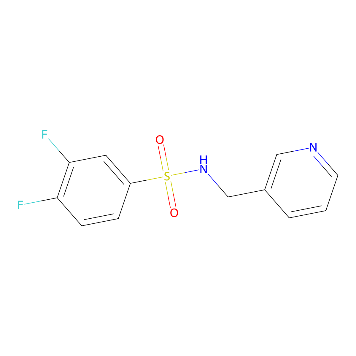 3,4-difluoro-N-(pyridin-3-ylmethyl)benzenesulfonamide molecular structure, CAS 321719-95-3