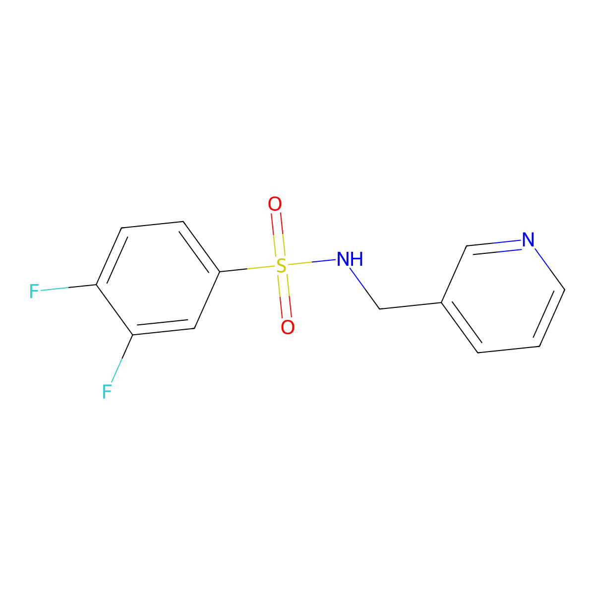3,4-difluoro-N-(pyridin-3-ylmethyl)benzenesulfonamide molecular structure, CAS 321719-95-3