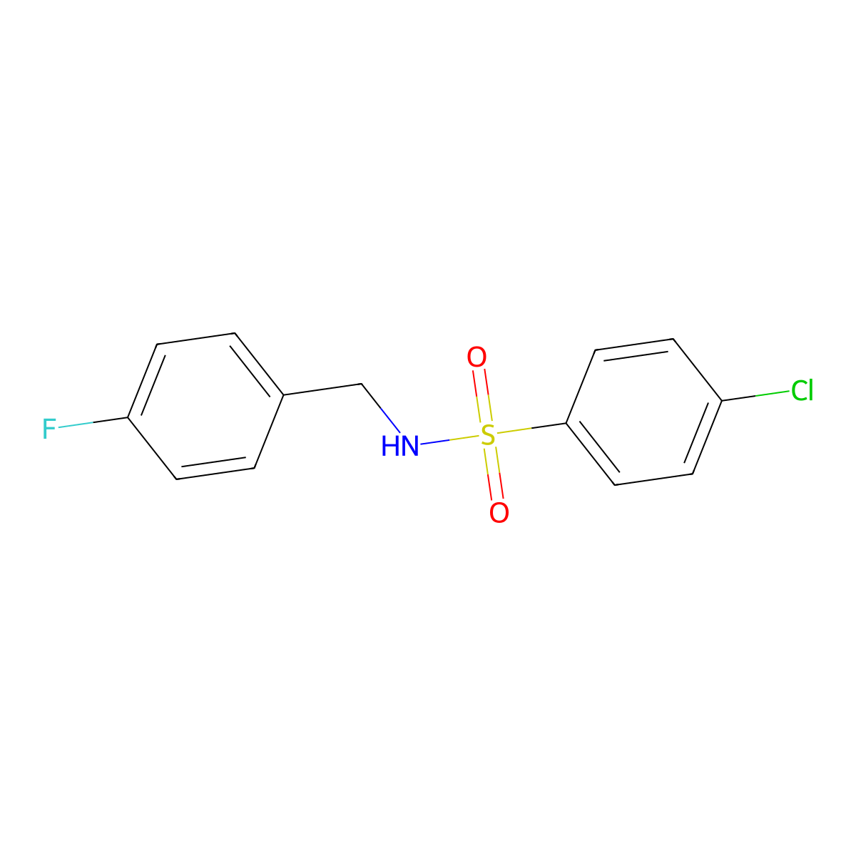 ((4-Chlorophenyl)sulfonyl)((4-fluorophenyl)methyl)amine molecular structure, CAS 321720-12-1