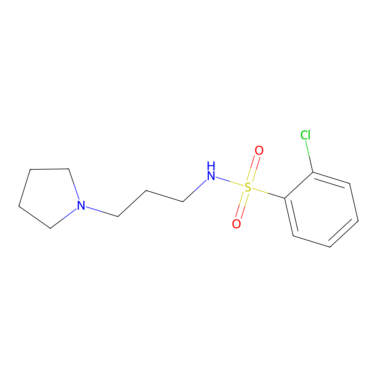 2-Chloro-N-(3-(pyrrolidin-1-yl)propyl)benzenesulfonamide molecular structure, CAS 321721-53-3