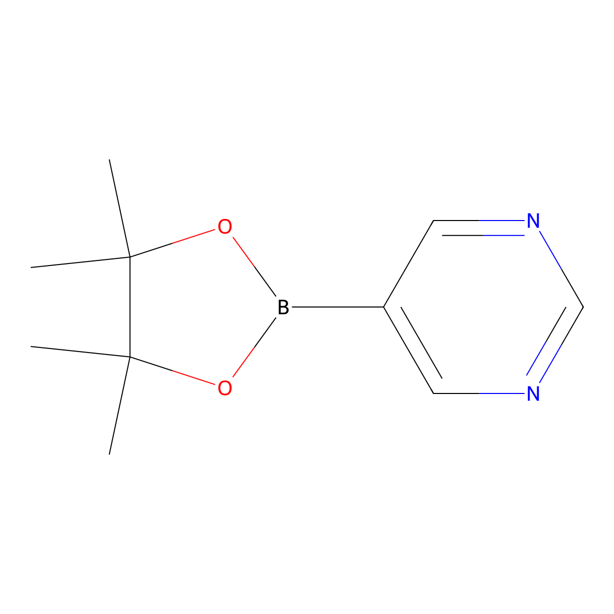 Pyrimidine-5-boronic acid, pinacol ester molecular structure, CAS 321724-19-0