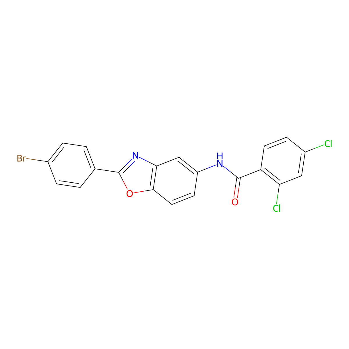 N-[2-(4-bromophenyl)-1,3-benzoxazol-5-yl]-2,4-dichlorobenzamide molecular structure, CAS 321726-11-8