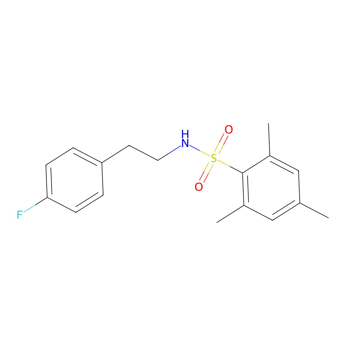 N-[2-(4-fluorophenyl)ethyl]-2,4,6-trimethylbenzenesulfonamide molecular structure, CAS 321726-34-5