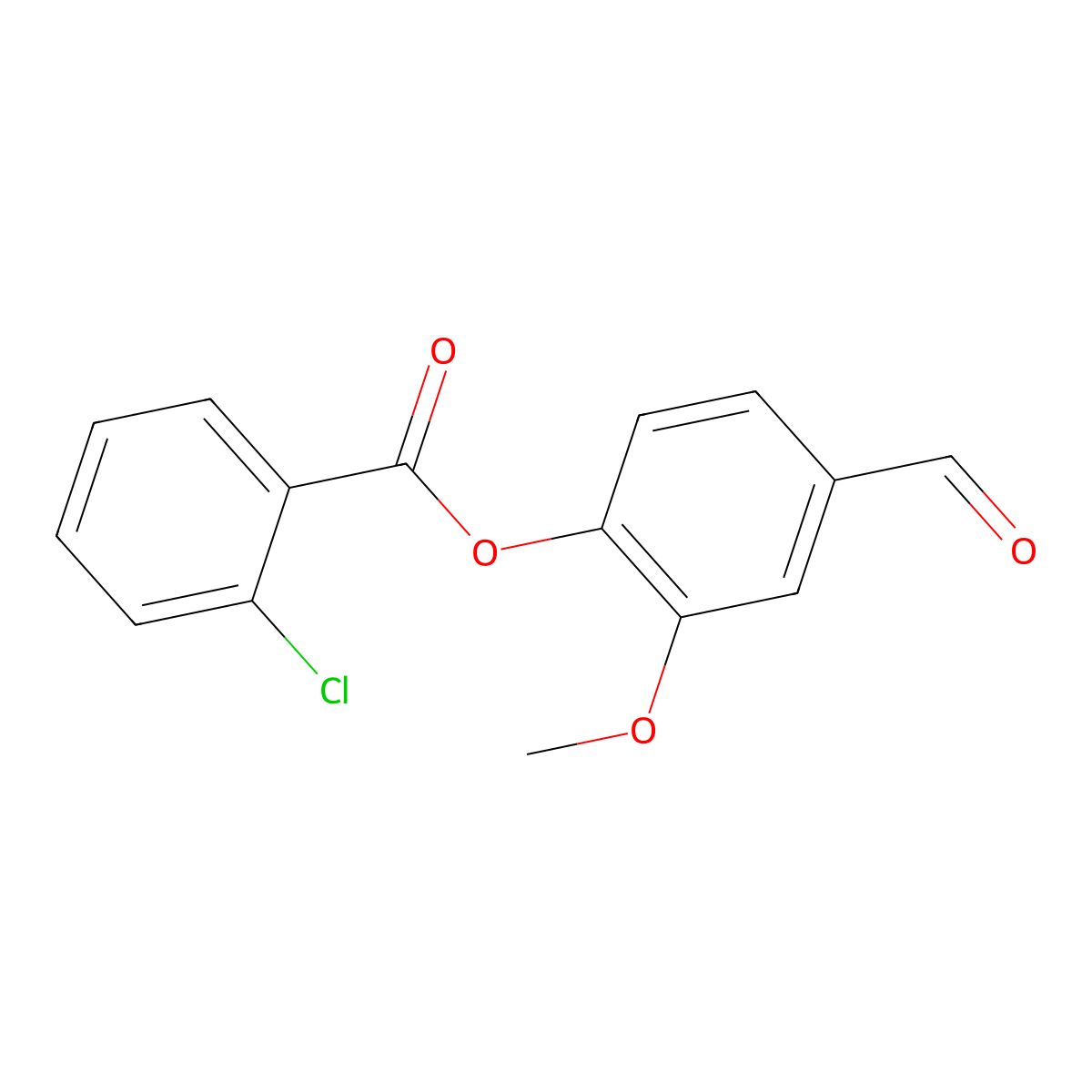 Benzoic acid, 2-chloro-, 4-formyl-2-methoxyphenyl ester molecular structure, CAS 321726-59-4