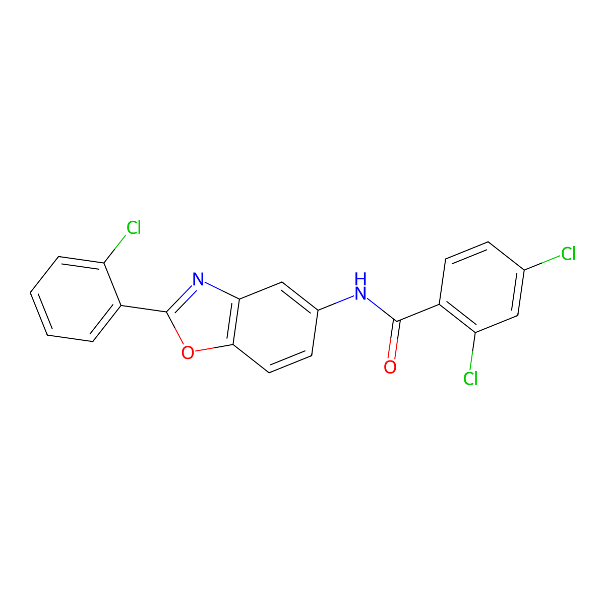 2,4-dichloro-N-[2-(2-chlorophenyl)-1,3-benzoxazol-5-yl]benzamide molecular structure, CAS 321727-63-3