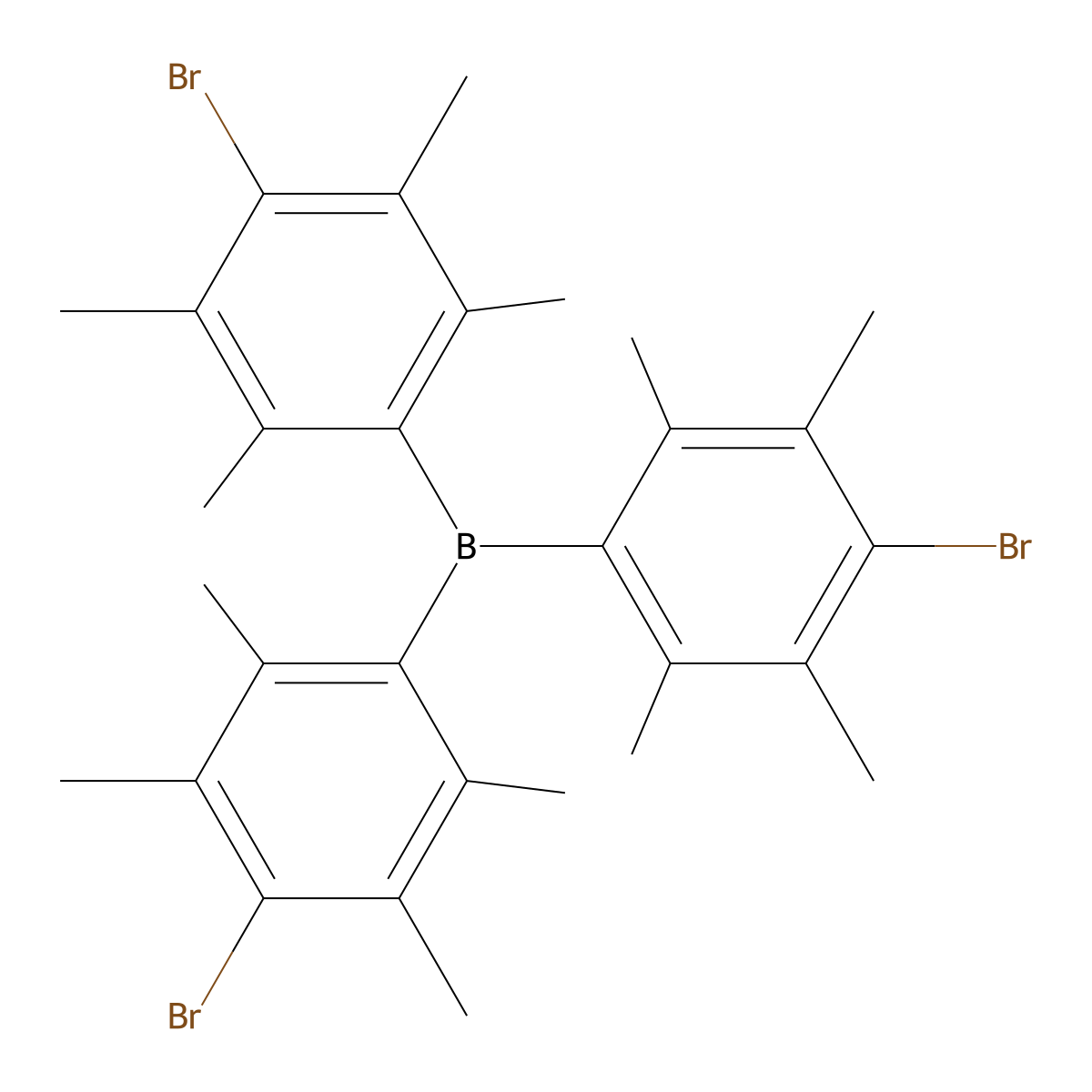 Tris(4-bromo-2,3,5,6-tetramethylphenyl)borane molecular structure, CAS 321735-68-6
