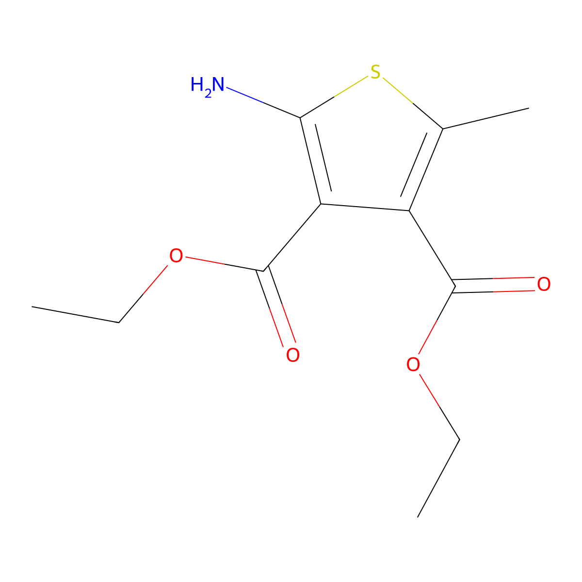 Diethyl 2-amino-5-methylthiophene-3,4-dicarboxylate molecular structure, CAS 321736-09-8