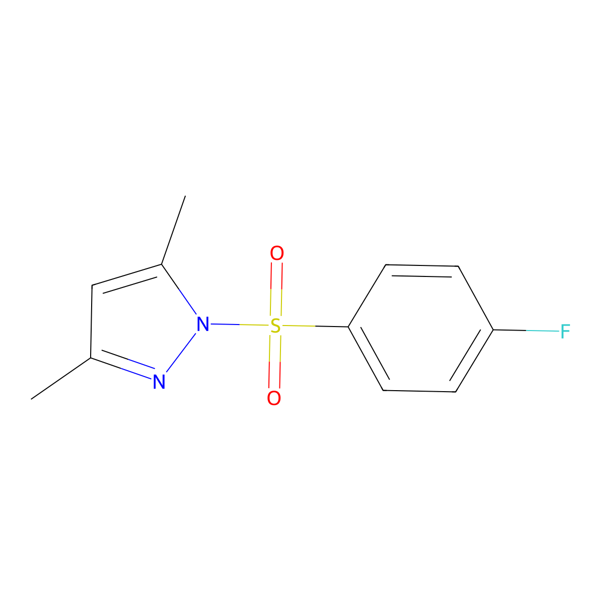 1-[(4-fluorophenyl)sulfonyl]-3,5-dimethyl-1H-pyrazole molecular structure, CAS 321742-13-6
