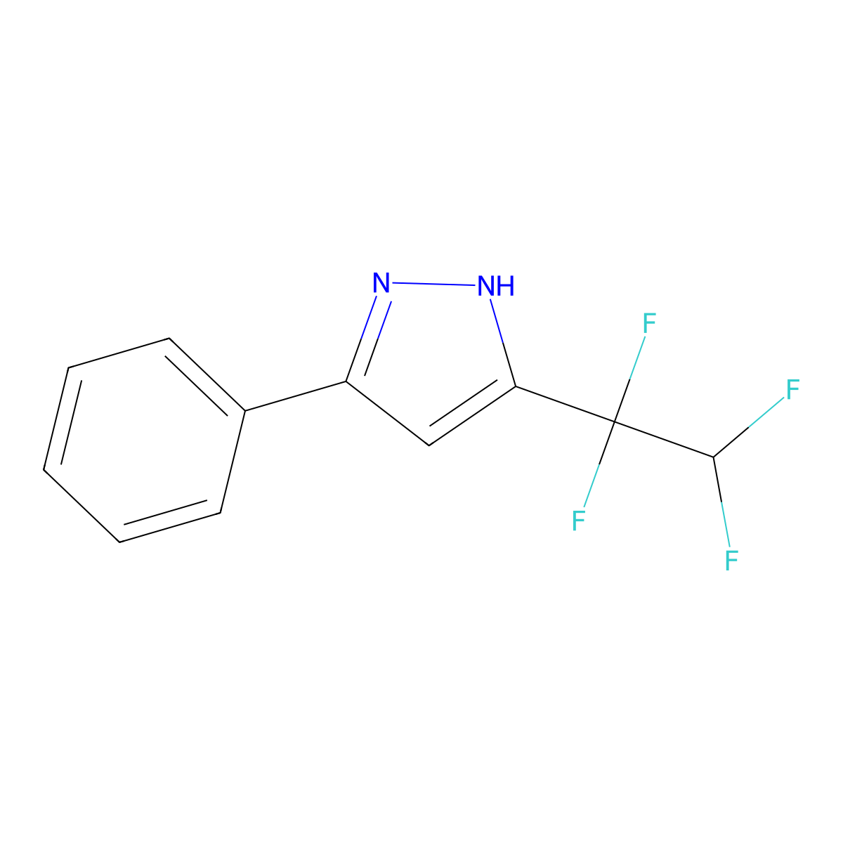 3-phenyl-5-(1,1,2,2-tetrafluoroethyl)-1H-pyrazole molecular structure, CAS 321742-20-5