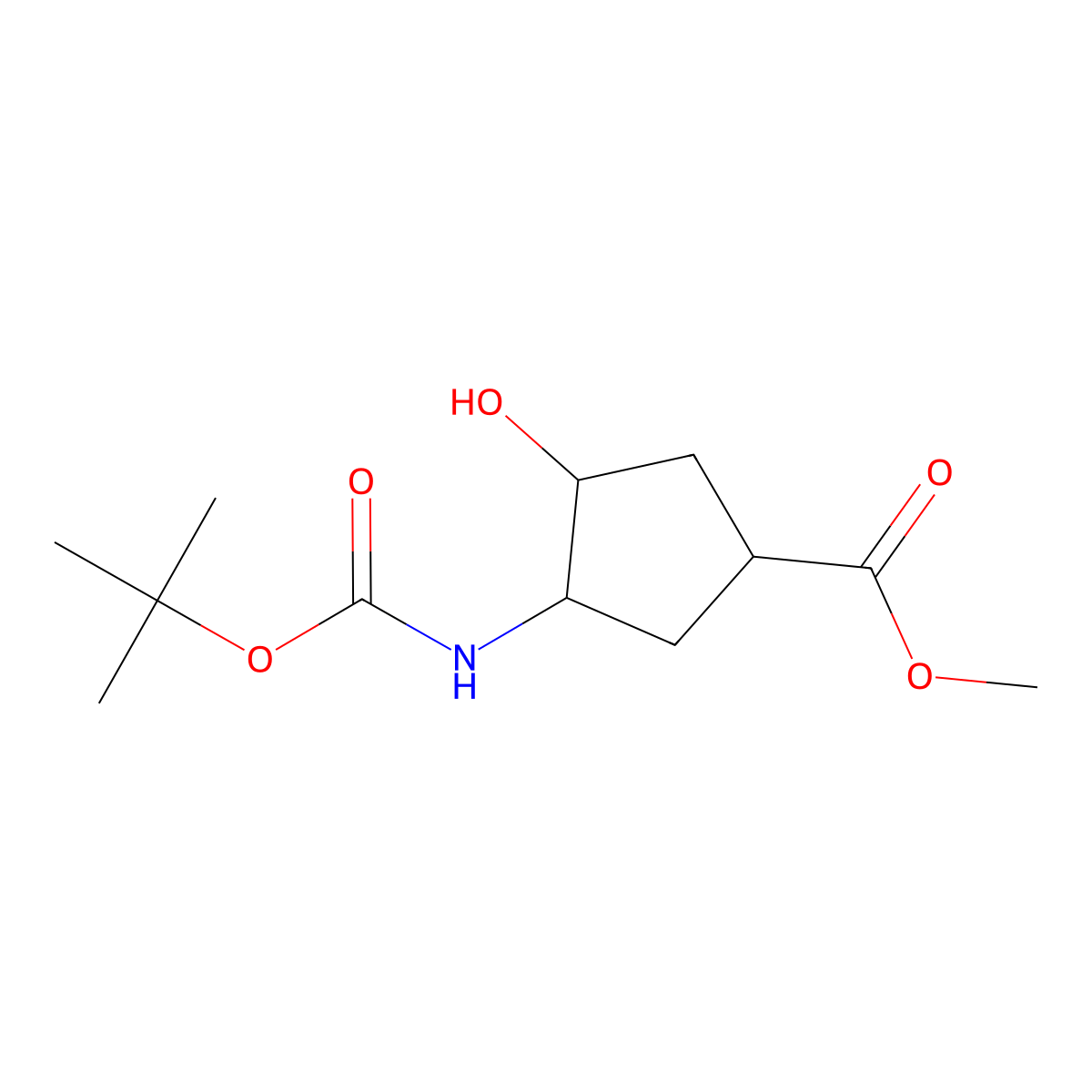 (1S,3R,4R)-Methyl 3-((tert-butoxycarbonyl)amino)-4-hydroxycyclopentanecarboxylate molecular structure, CAS 321744-16-5