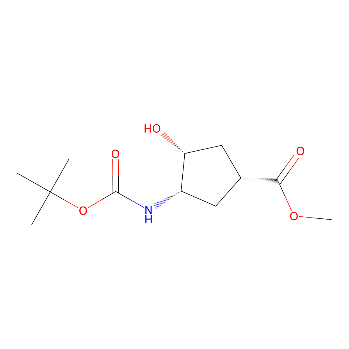(1R,3S,4R)-Methyl 3-((tert-butoxycarbonyl)amino)-4-hydroxycyclopentanecarboxylate molecular structure, CAS 321744-23-4