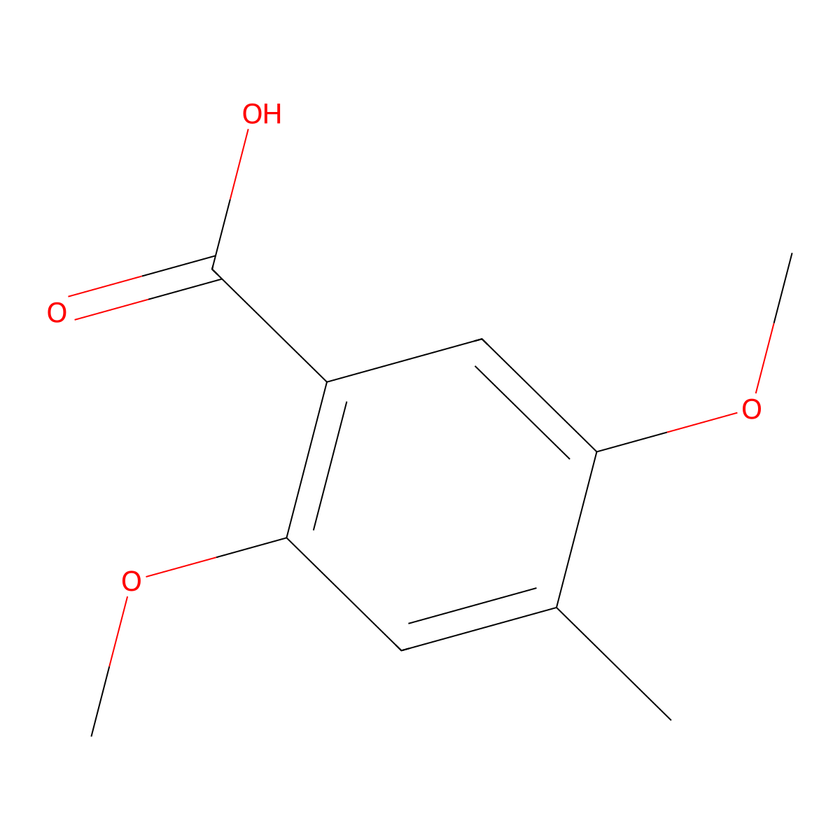 2,5-Dimethoxy-4-methylbenzoic acid molecular structure, CAS 32176-94-6