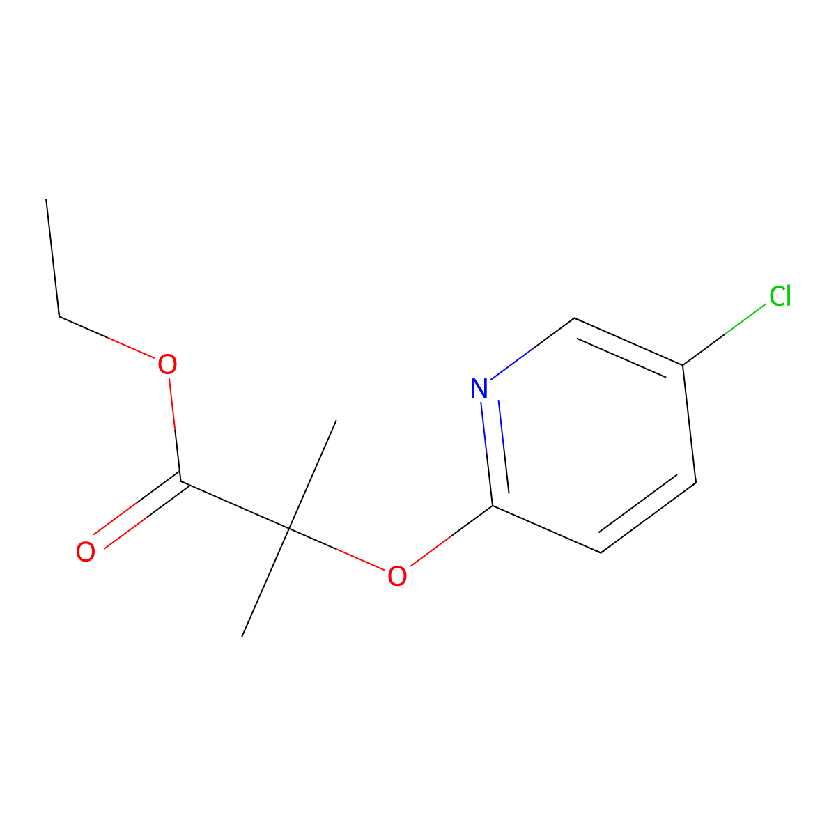 Ethyl 2-Methyl-2-(5-chloro-2-pyridyloxy)propionate molecular structure, CAS 32177-89-2