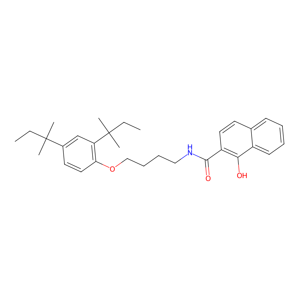 2-Naphthalenecarboxamide, N-[4-[2,4-bis(1,1-dimethylpropyl)phenoxy]butyl]-1-hydroxy- molecular structure, CAS 32180-75-9