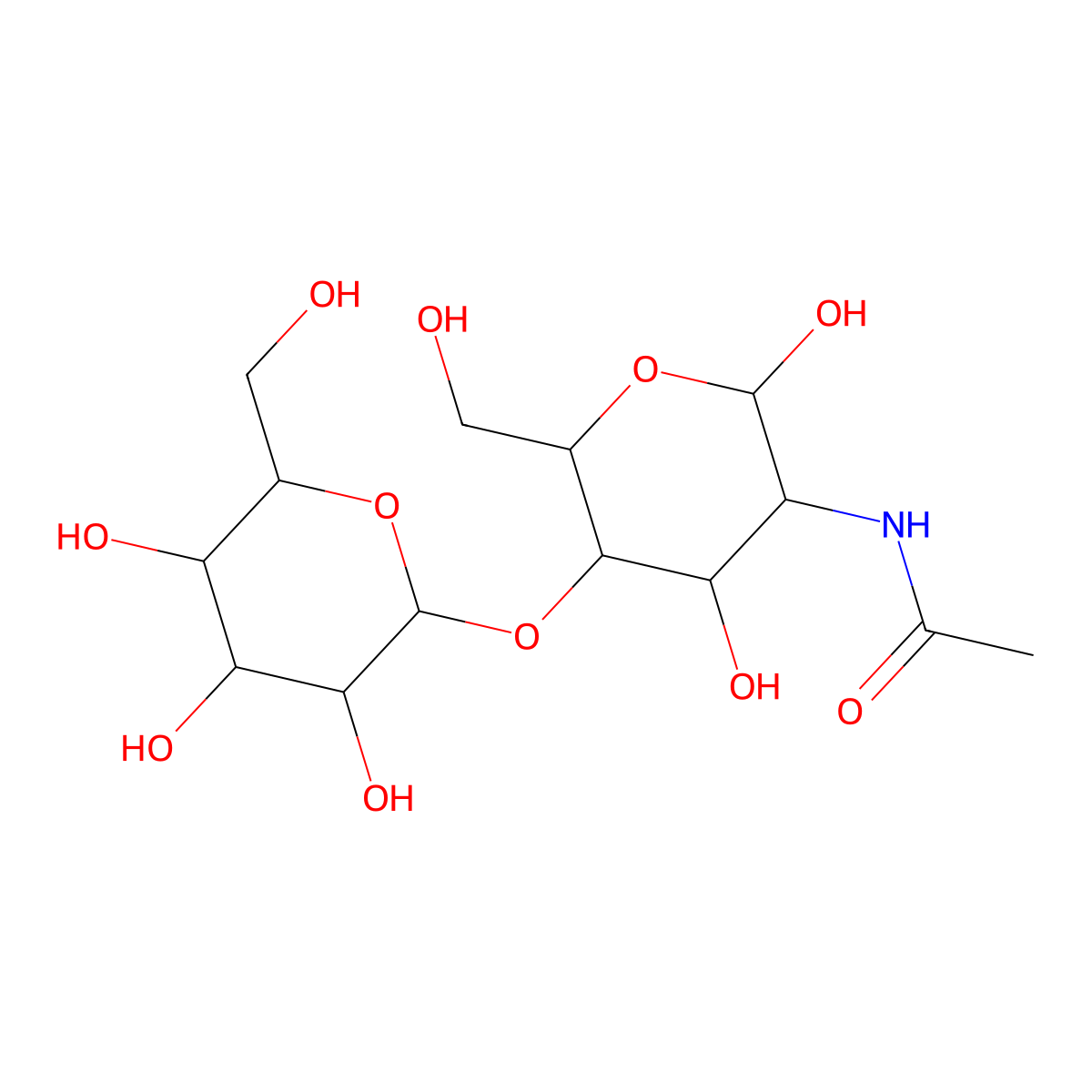 N-Acetyllactosamine molecular structure, CAS 32181-59-2