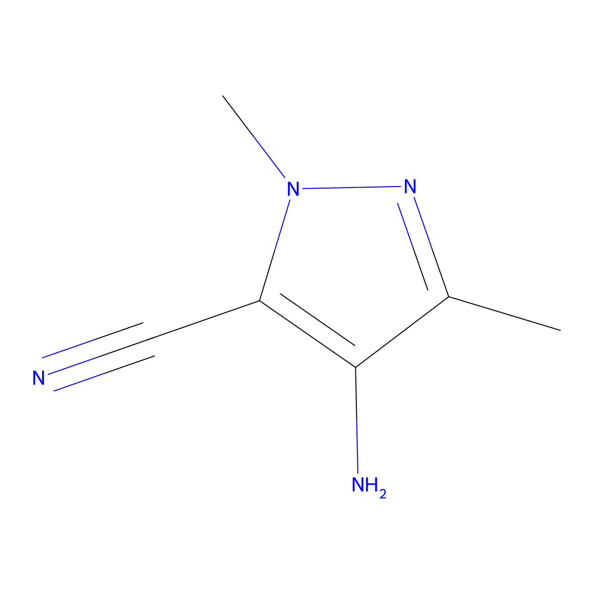 4-Amino-1,3-dimethyl-1H-pyrazole-5-carbonitrile molecular structure, CAS 32183-14-5