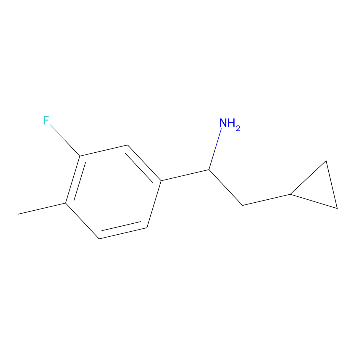 (S)-2-Cyclopropyl-1-(3-fluoro-4-methylphenyl)ethanamine molecular structure, CAS 321840-50-0