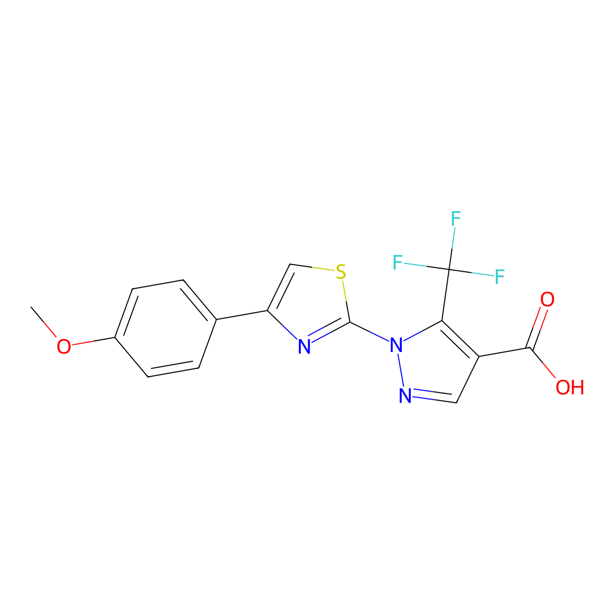 1-[4-(4-methoxyphenyl)-1,3-thiazol-2-yl]-5-(trifluoromethyl)-1H-pyrazole-4-carboxylic acid molecular structure, CAS 321848-16-2