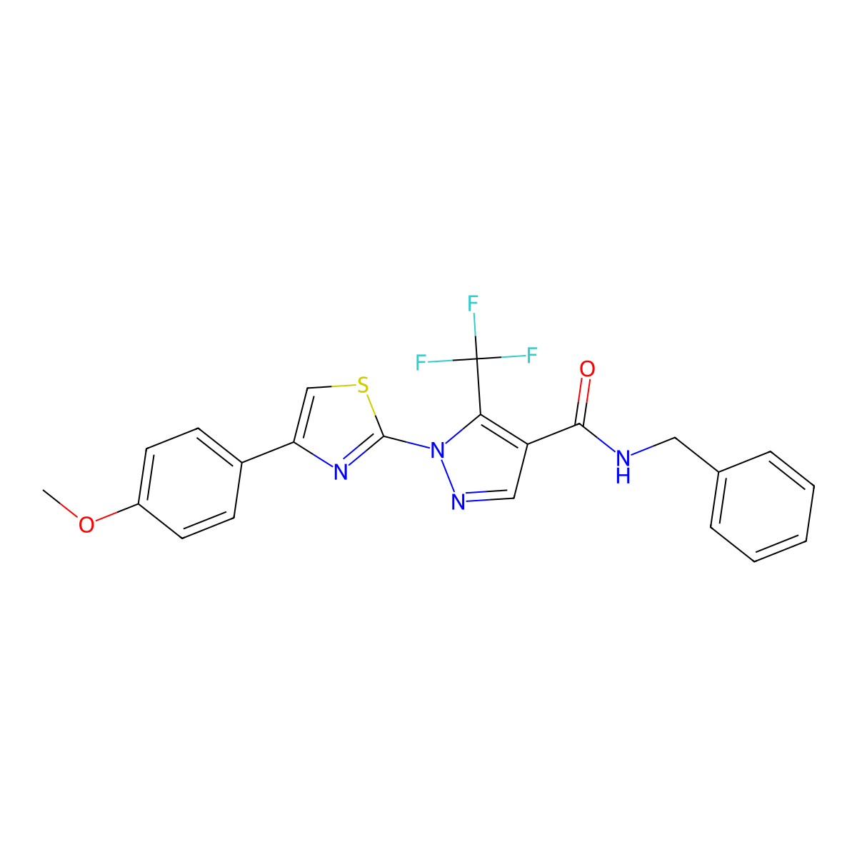 N-benzyl-1-[4-(4-methoxyphenyl)-1,3-thiazol-2-yl]-5-(trifluoromethyl)-1H-pyrazole-4-carboxamide molecular structure, CAS 321848-18-4
