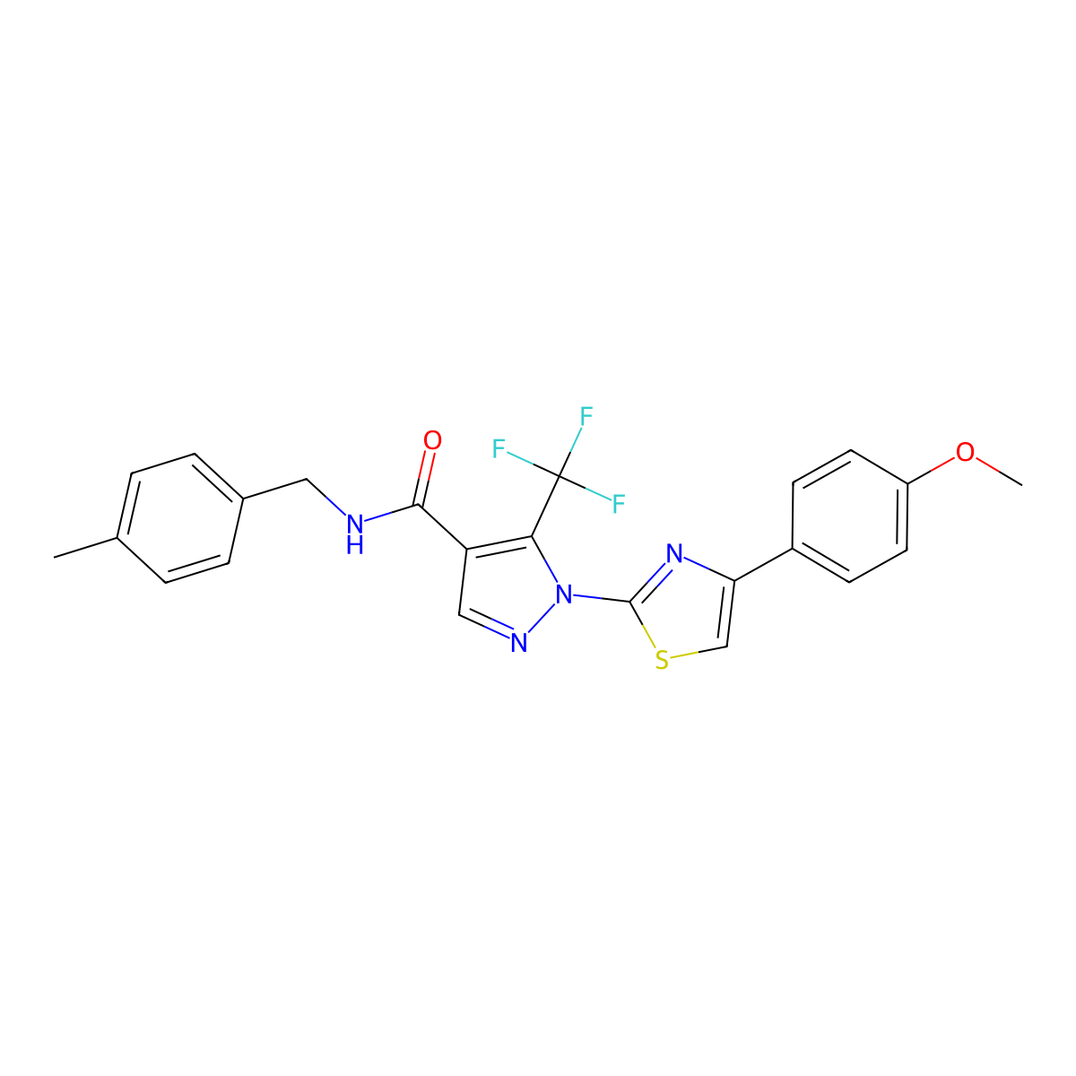 1-[4-(4-methoxyphenyl)-1,3-thiazol-2-yl]-N-(4-methylbenzyl)-5-(trifluoromethyl)-1H-pyrazole-4-carboxamide molecular structure, CAS 321848-19-5