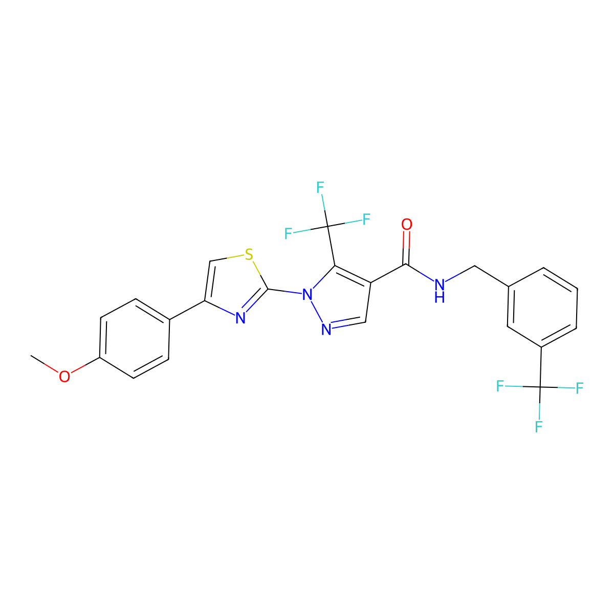 1-[4-(4-methoxyphenyl)-1,3-thiazol-2-yl]-5-(trifluoromethyl)-N-[3-(trifluoromethyl)benzyl]-1H-pyrazole-4-carboxamide molecular structure, CAS 321848-20-8