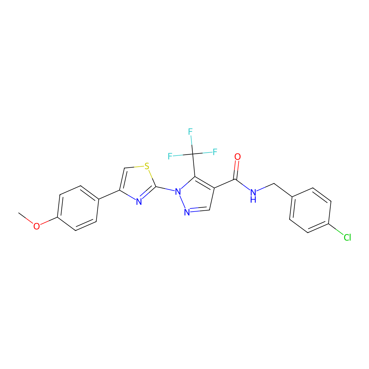 N-[(4-chlorophenyl)methyl]-1-[4-(4-methoxyphenyl)-1,3-thiazol-2-yl]-5-(trifluoromethyl)pyrazole-4-carboxamide molecular structure, CAS 321848-21-9
