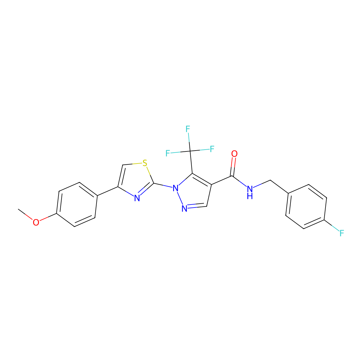N-(4-fluorobenzyl)-1-[4-(4-methoxyphenyl)-1,3-thiazol-2-yl]-5-(trifluoromethyl)-1H-pyrazole-4-carboxamide molecular structure, CAS 321848-22-0