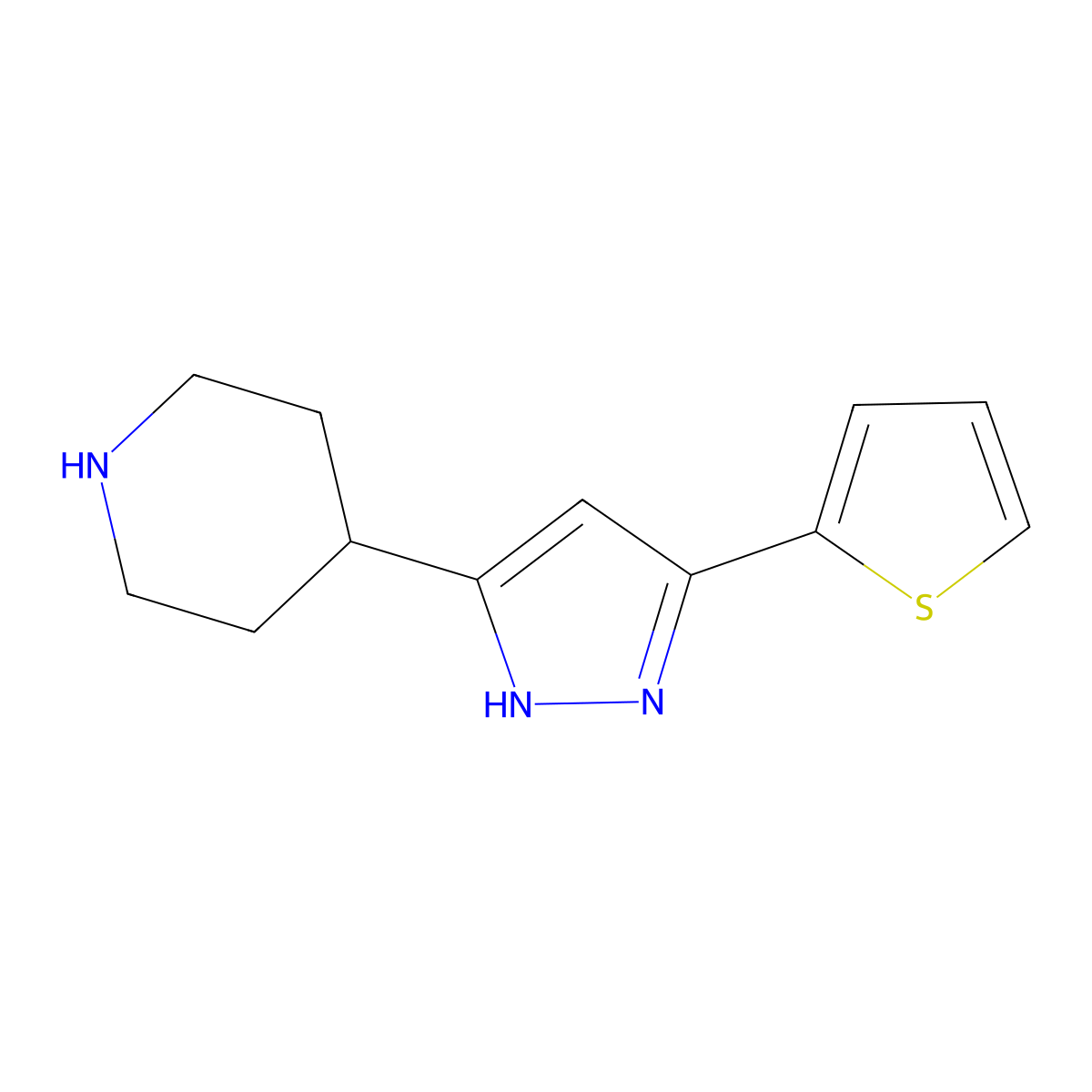 4-[5-(2-thienyl)-1H-pyrazol-3-yl]piperidine molecular structure, CAS 321848-28-6