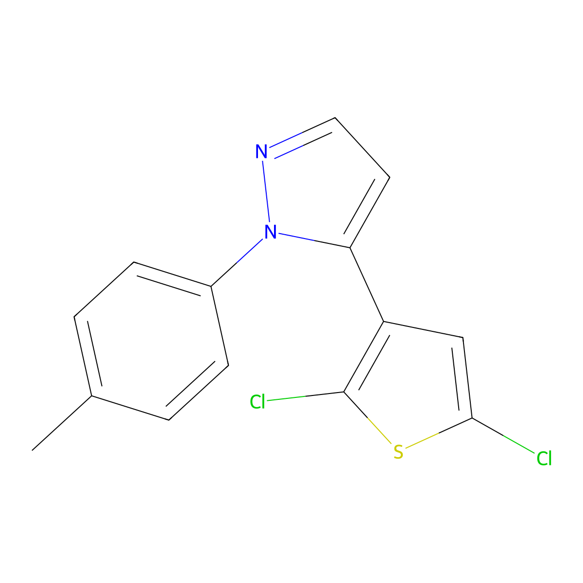 5-(2,5-dichloro-3-thienyl)-1-(4-methylphenyl)-1H-pyrazole molecular structure, CAS 321848-38-8