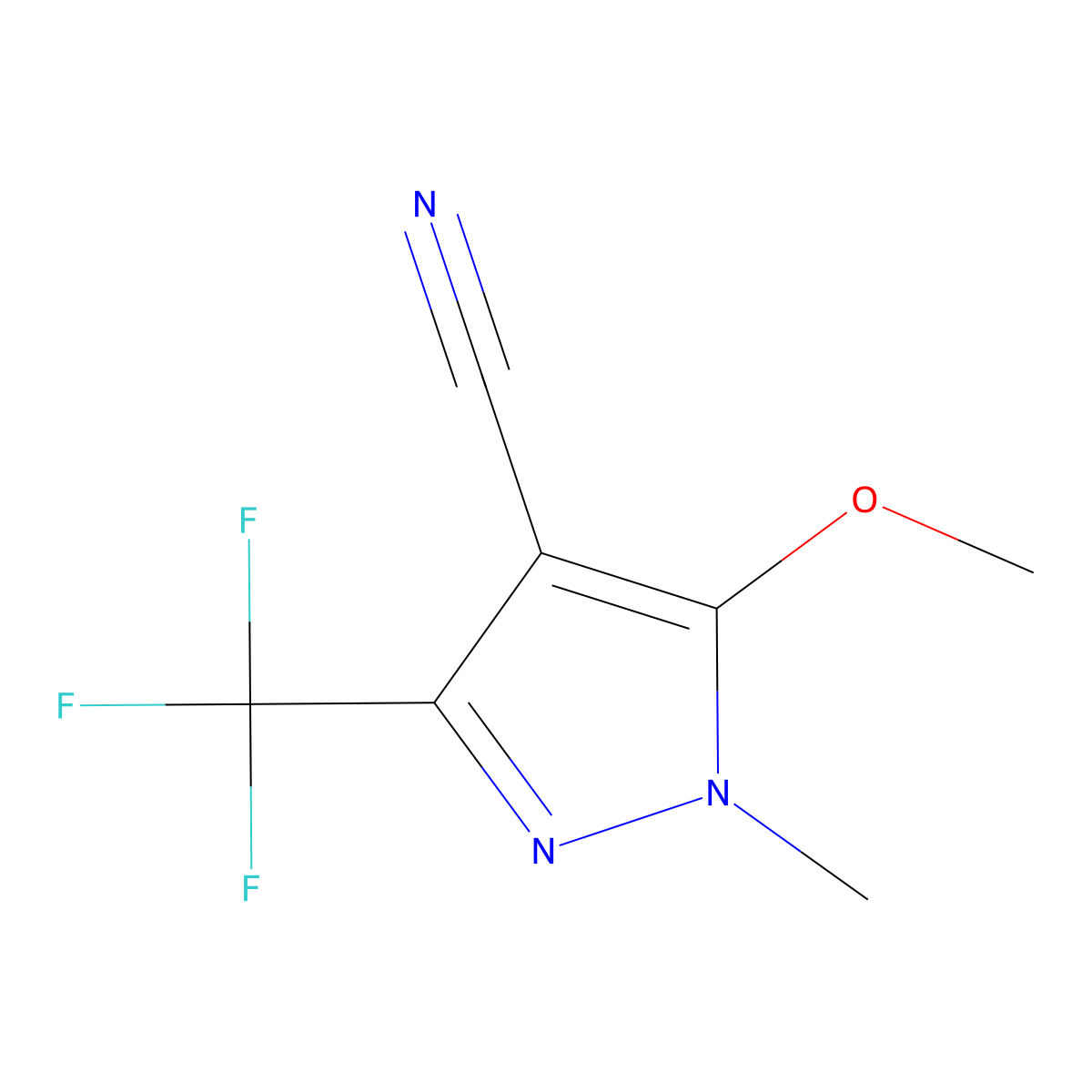 5-Methoxy-1-methyl-3-(trifluoromethyl)-1H-pyrazole-4-carbonitrile molecular structure, CAS 321848-40-2