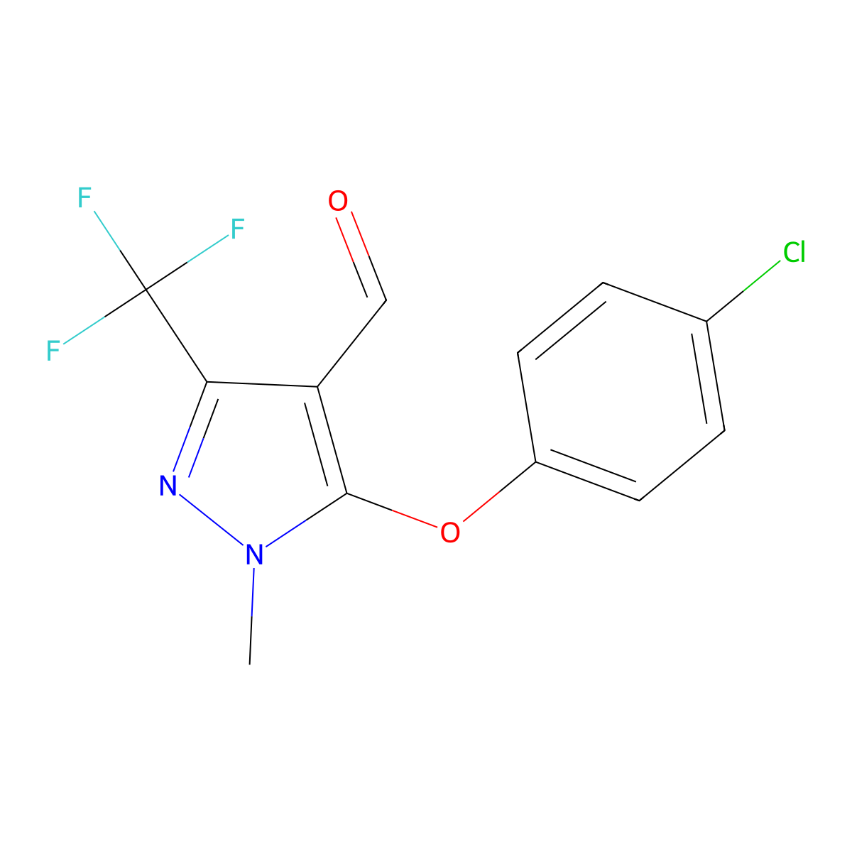 5-(4-Chlorophenoxy)-1-methyl-3-(trifluoromethyl)-1H-pyrazole-4-carbaldehyde molecular structure, CAS 321848-47-9