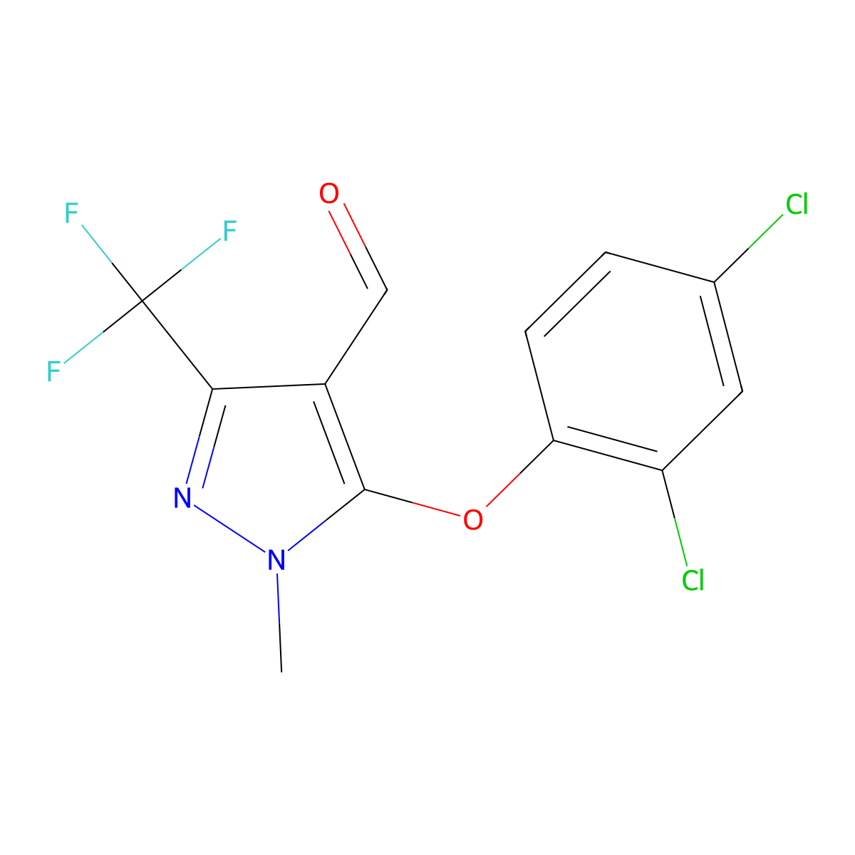 5-(2,4-Dichlorophenoxy)-1-methyl-3-(trifluoromethyl)-1H-pyrazole-4-carbaldehyde molecular structure, CAS 321848-48-0