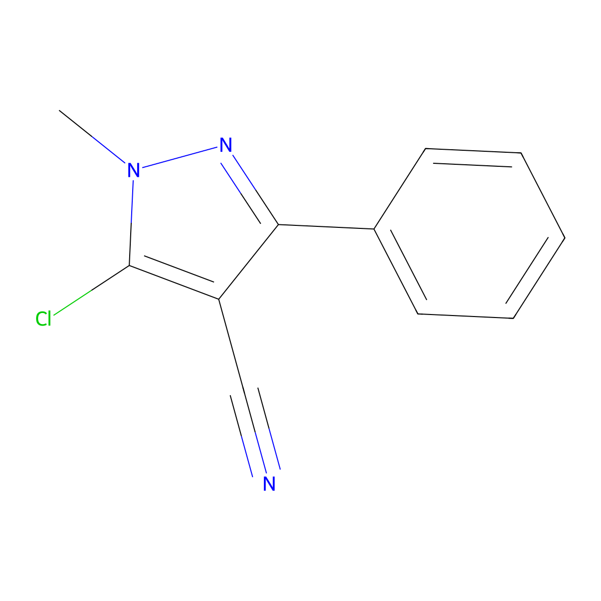 5-chloro-1-methyl-3-phenyl-1H-pyrazole-4-carbonitrile molecular structure, CAS 321848-49-1