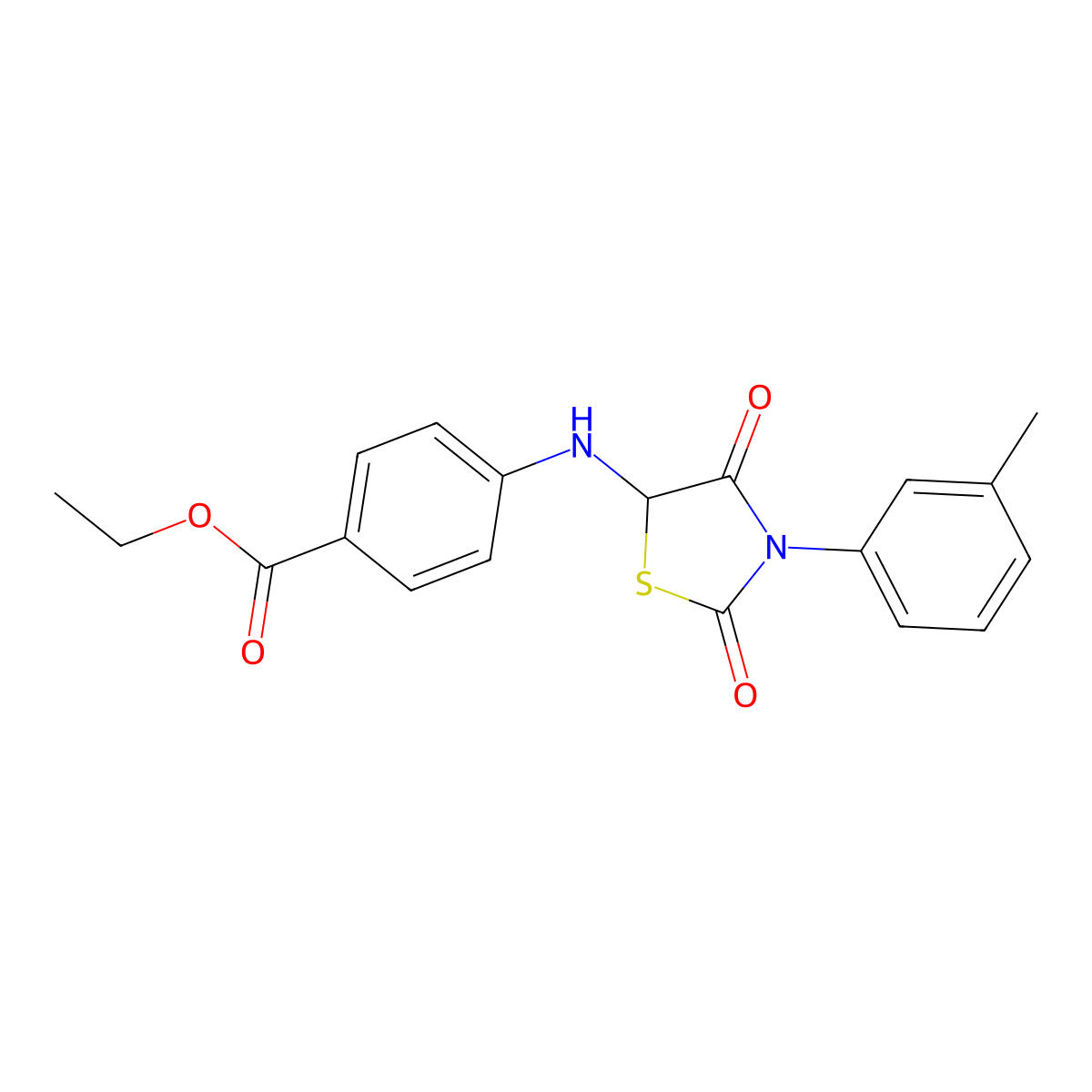 Ethyl 4-{[3-(3-methylphenyl)-2,4-dioxo-1,3-thiazolidin-5-yl]amino}benzoate molecular structure, CAS 321863-55-2
